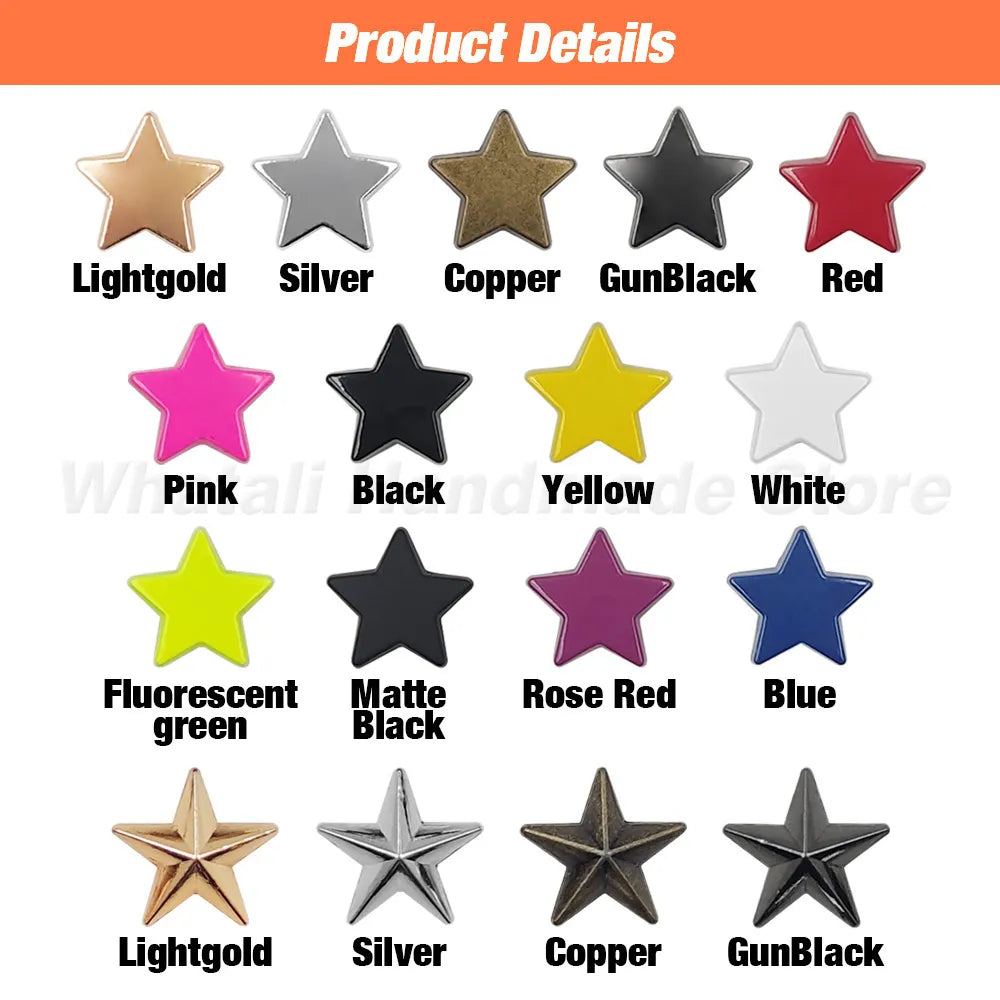 5-10pcs 12/13.5mm Metal Stars Rivets Screw Punk Studs For Clothing Garment Shoes Hat Leather Belt DIY Decor Clothes Accessories