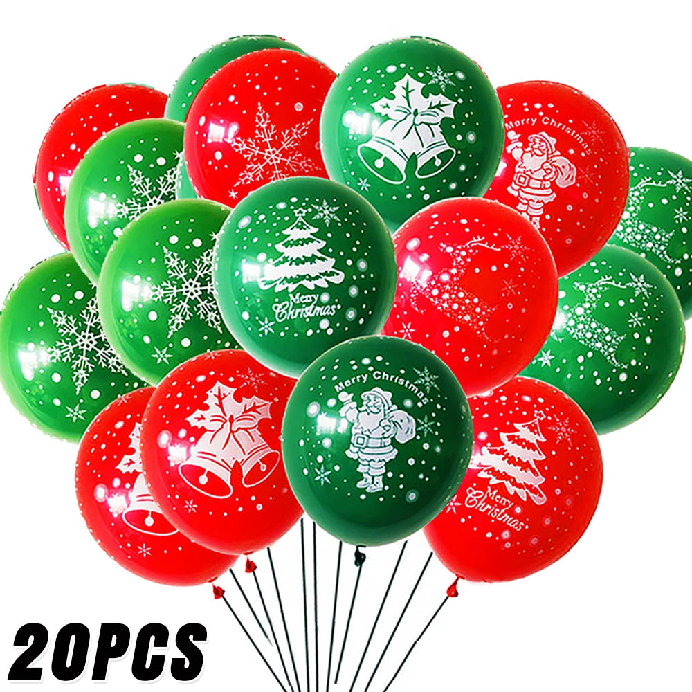 20/10Pcs Merry Christmas Latex Balloons Santa Claus Snowflakes Christmas Theme Inflatable Balloon Xmas New Year Party Decoration