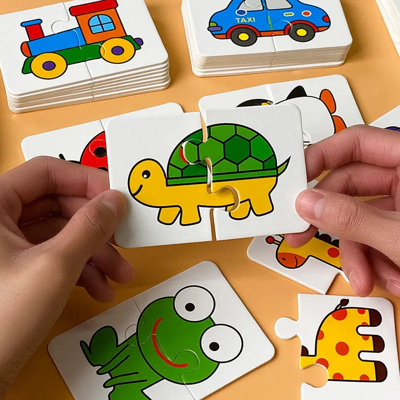 32pcs Children Cards Matching Game Baby Cognition Jigsaw Toys Animal Puzzle Waterproof Educational Toys Unusual Learning Gift