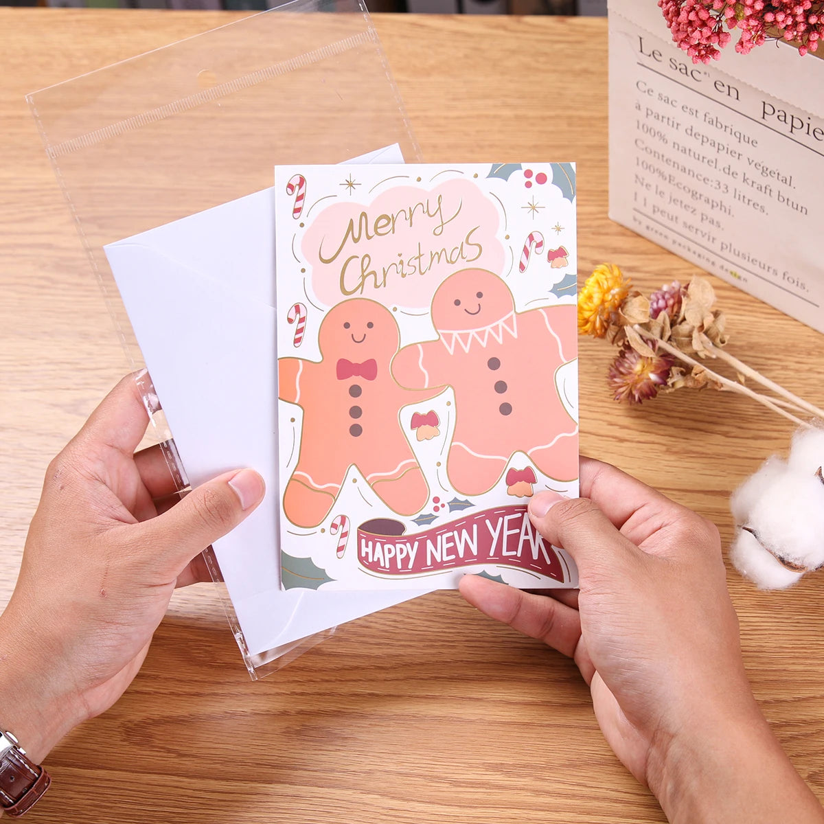 6 Pcs Christmas Greeting Cards with Envelopes Different Designs Gilding Printing