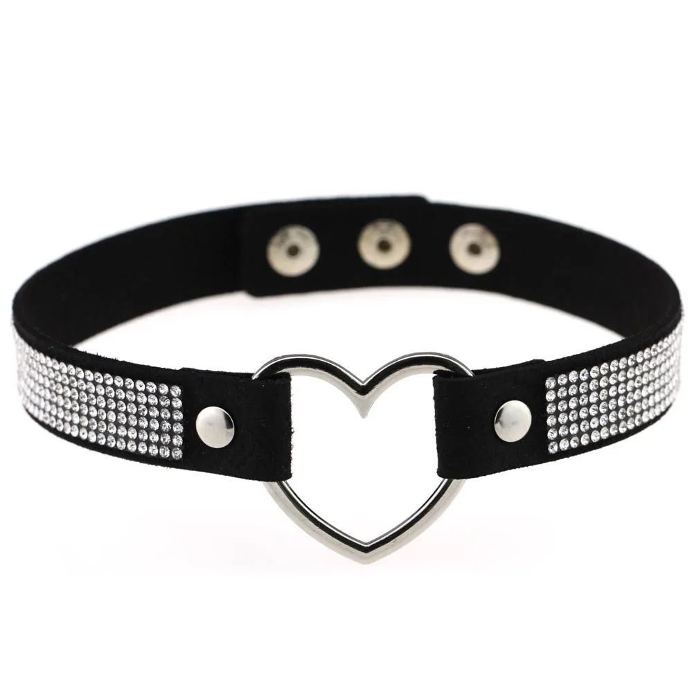 Spike Punk Choker Collar For Girl Goth Heart Pendant Necklace Emo Neck Strap Cosplay Chocker Gothic Accessories