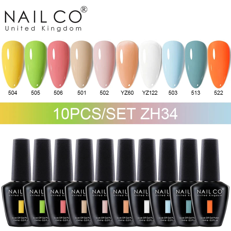 NAILCO 15ml 10/20pcs Gel Nail Polish Set Spring Summer Color UV Gel Nail Art All For Manicure  Gel Paint For DIY Professionals