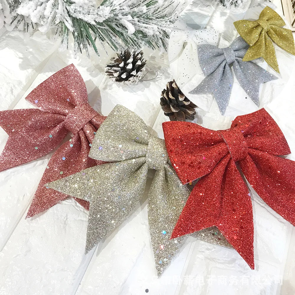 20cm Christmas Bow Christmas Tree Hanging Decoration Classroom Window Home Decor Christmas Jewelry Bow Garland Accessories