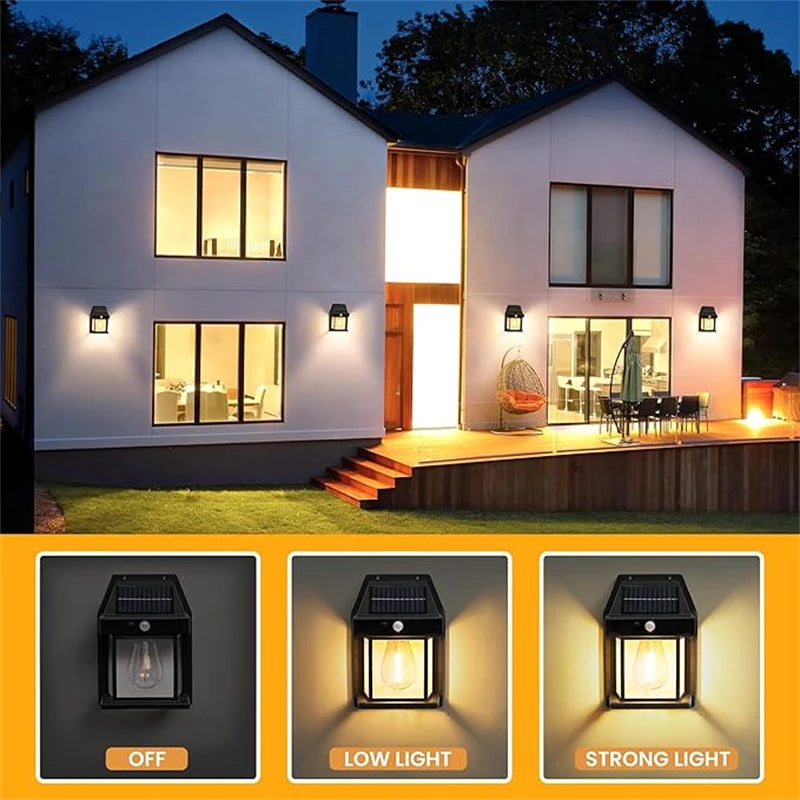 Solar Wall Lights Outdoor Tungsten Waterproof Wireless Motion Sensor Security Lamps Dusk to Dawn Lighting for Garden 1~10PCS