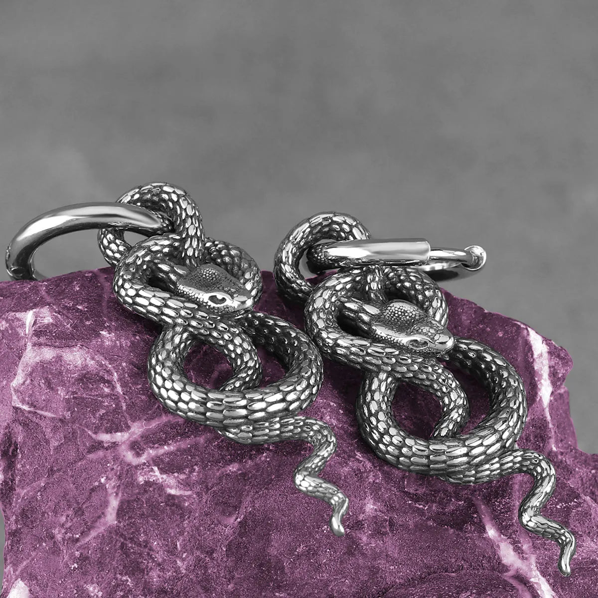 Stainless Steel Vintage Twisted Snake Fashion Pierced Earrings Men Rock Hip Hop Boys Girls Accessories Charms Jewelry Wholesale