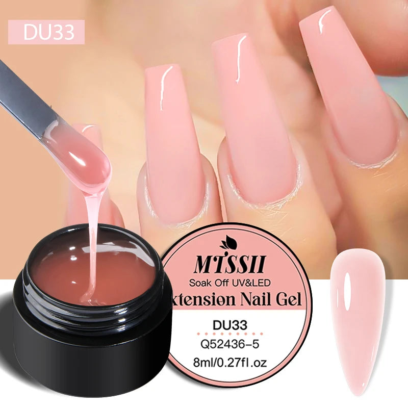 Mtssii 8ml Clear Non Stick Hand Solid Extension Nail Gel Polish 3D Carving Flower Nail Art Building UV Gel Acrylic Varnish