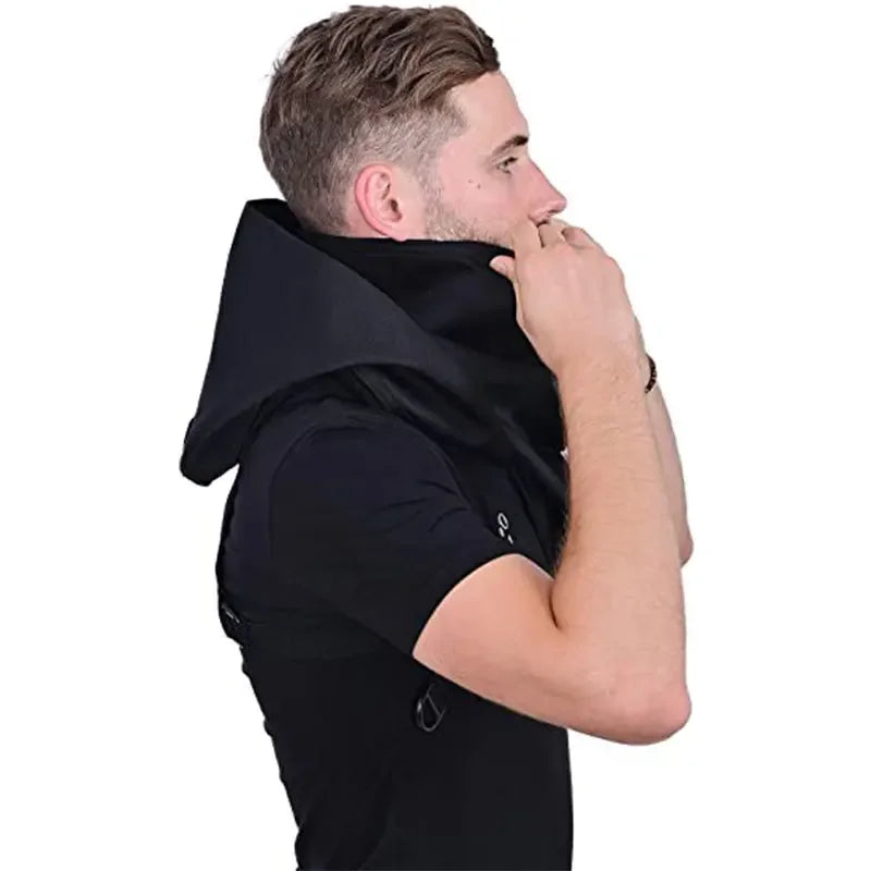 Cyberpunk Rogue Cowl Hood Scarf Winter Neck Warmer Costume Hooded Cape Hat for Halloween Cosplay and Daily Wear