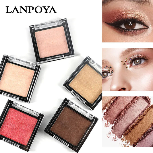 LANPOYA Matte Eyeshadow Palette Waterproof Pearlescent Shiny Sequins Eye Shadow Pigments Long Lasting Eyes Makeup