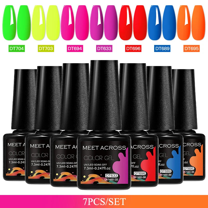 7pcs Gel Nail Polish Set For All Season 7.3ml Semi Permanent UV Gel Varnish Long Lasting Manicure Kit Soak Off Nail Supplies DIY