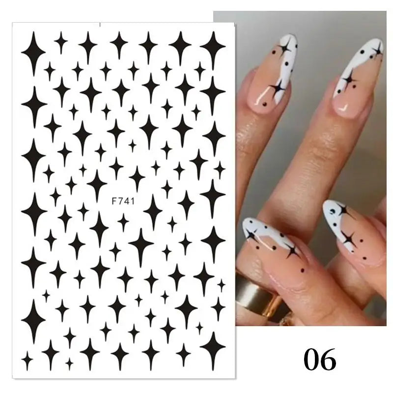 Sliver Stars Nails Stickers 3D Laser Stylish Adhesive Nail Sticker Manicure Decoration Nail Stickers for Nails Nail charms