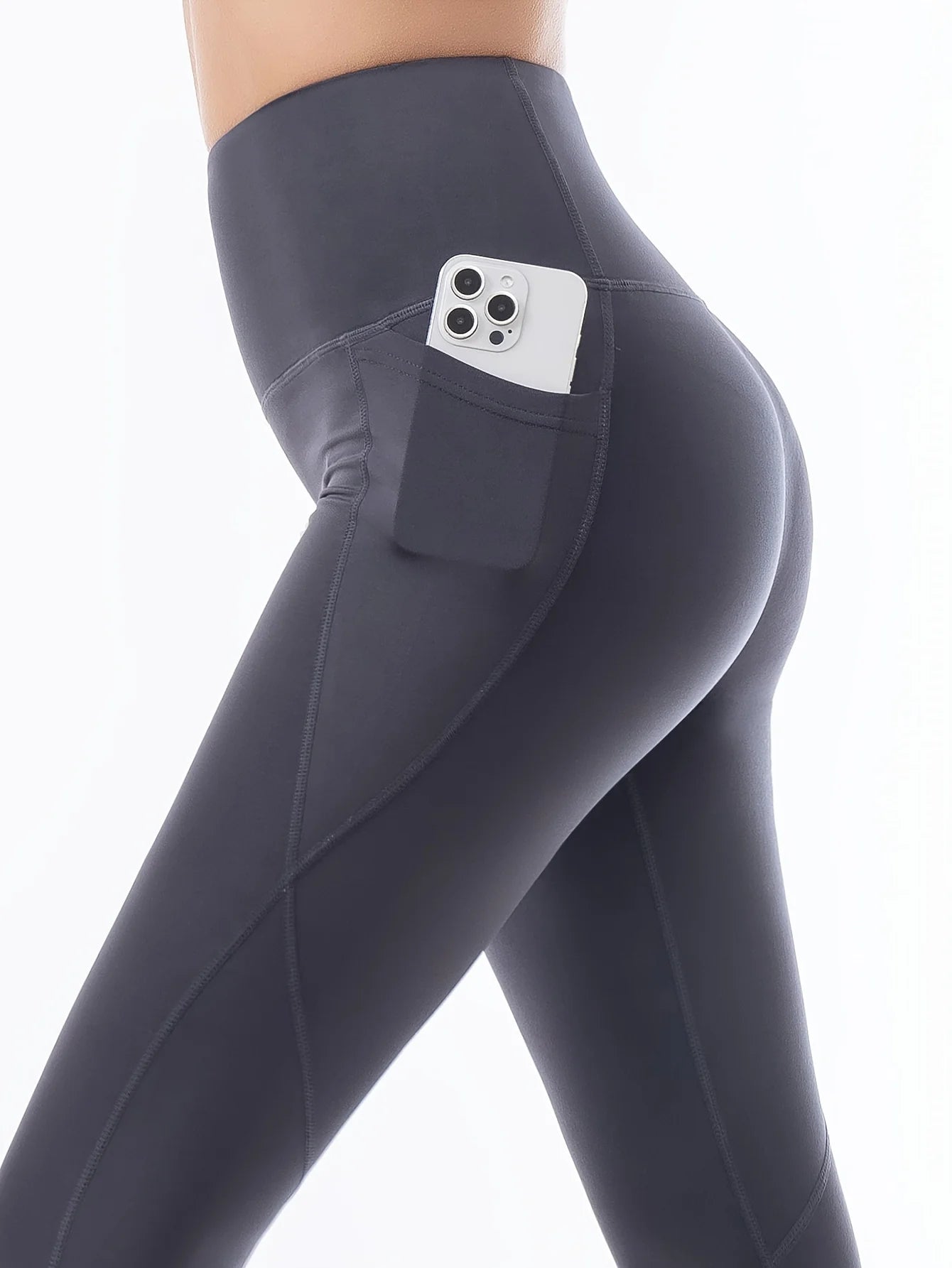 Women wear pocket spring and autumn winter new high waist lift hip plus fleece thick leggings tight yoga pants