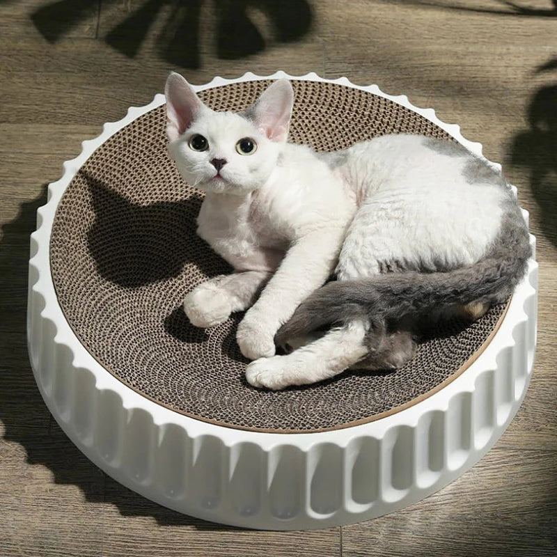 Round Cat Scratcher Pad Grinding Claws Cardboard Corrugated Paper Cats Scratching Board Kitten Scrapers Pet Furniture Supplies