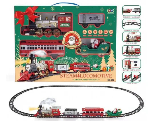 Christmas Train Set With Lights Sounds Railway Tracks Sets Locomotive Engine Fo Christmas Tree Gift For Kids Train Toy Car