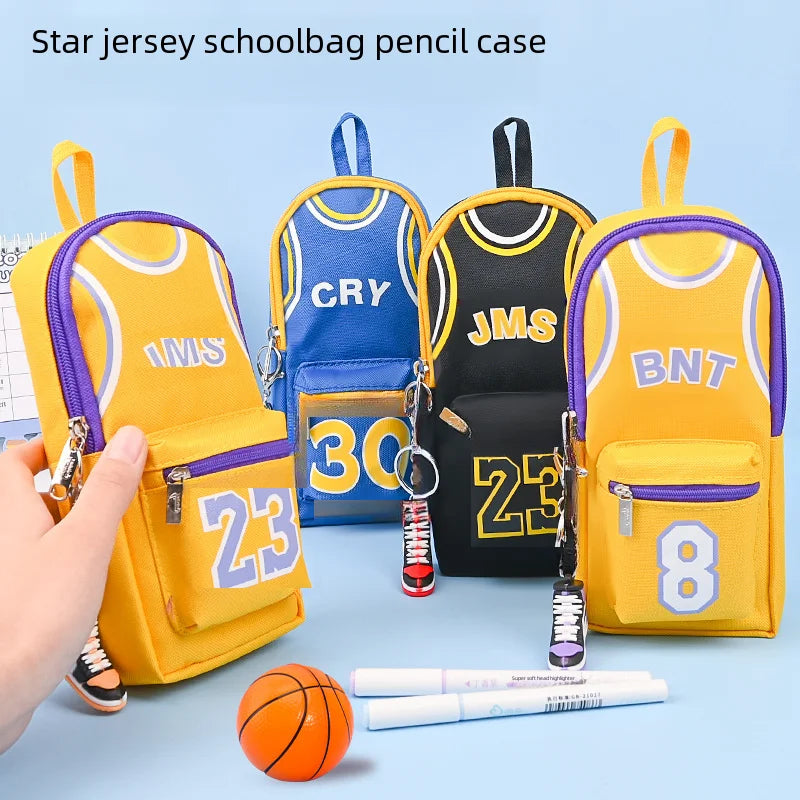 High Capacity Ball Star Pencil Case Unique Canva Double Layer Organizer For Men Students Medium Small Size School Supplies