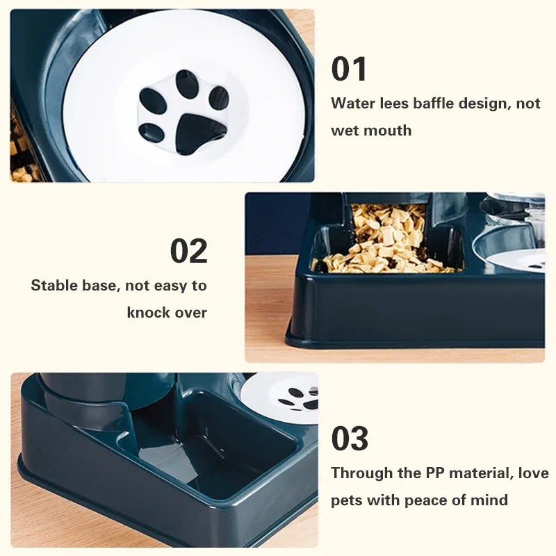 2 In 1 Automatic Dog Cat Feeder And Water Dispenser Set Pet Food Bowl Capacity Self Feeding Station Pet Feeder Supplies