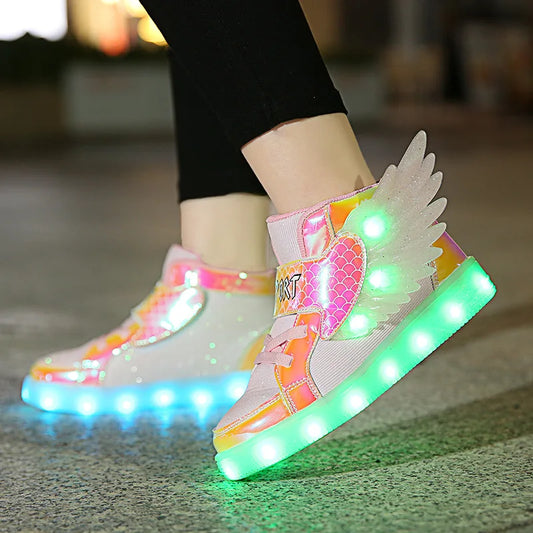 Children's Casual Shoes New Small  Medium-sized Children's LED Charging Luminous Shoes Children's Shoes USB Colorful Light Shoes