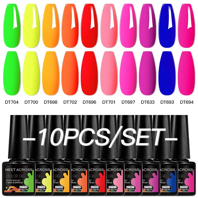 10Pcs Gel Nail Polish Set Macaron Color Semi Permanent UV Gel Varnish For Summer Long Lasting Manicure Kit Soak Off Nail Supplie