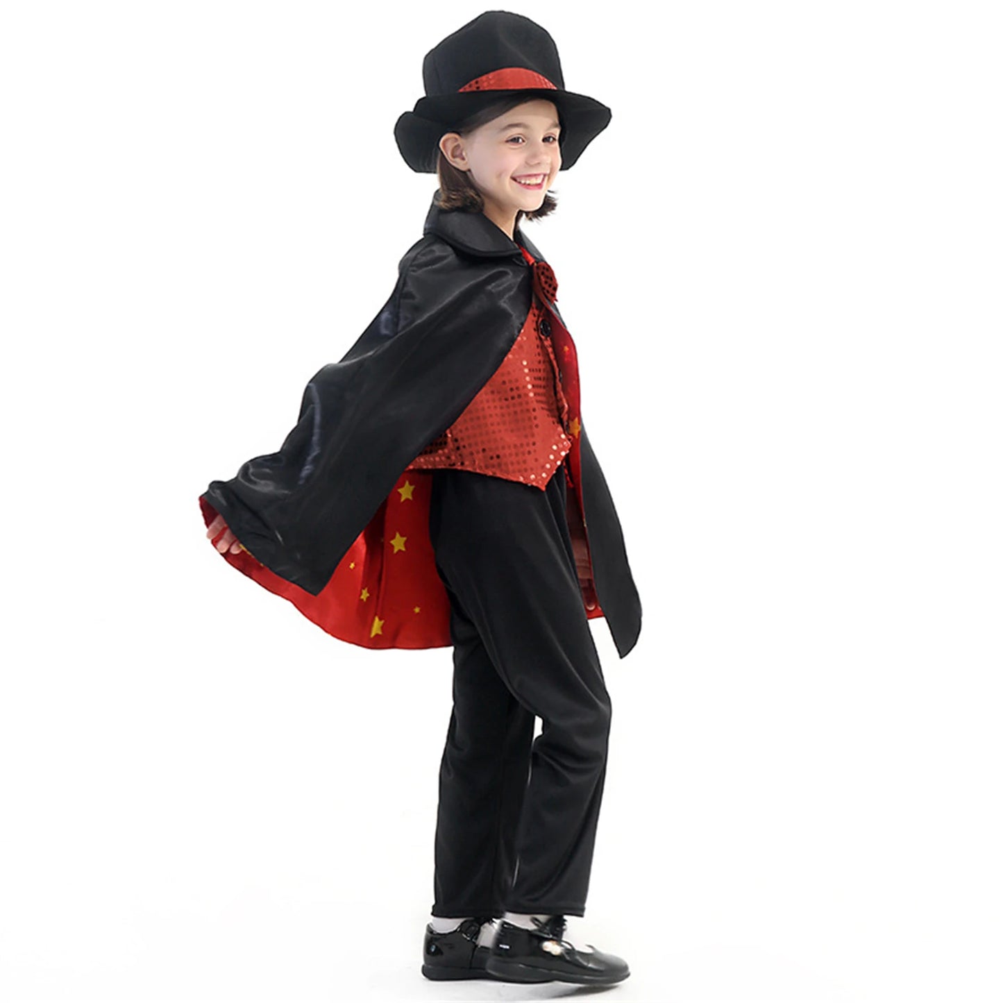 Kids Magician Children Cosplay Costume Uniform Vest Vampire Pants Full Set for Boys Girls Outfit Halloween Carnival Funny Suit