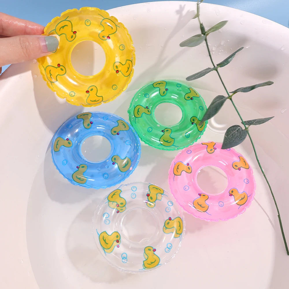 Kids Mini Swim Ring Summer Fun Swimming Pool Float Ring Toys for Rubber Ducks Dolls Floating Bath Toy Pool Mini Inflatable Toy