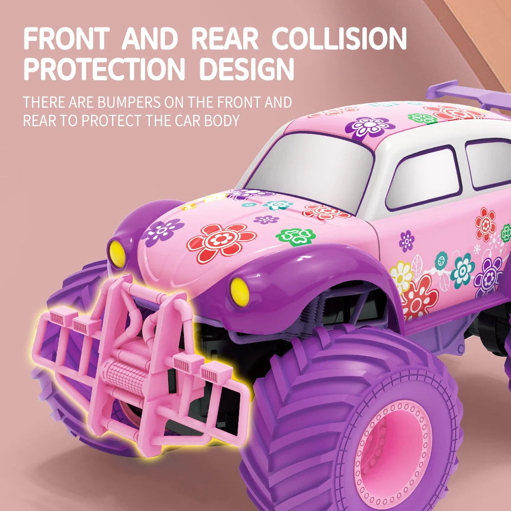 JJRC Pink 2.4G Remote Controlled Electric Car Big Wheel Fast Purple Truck Remote Control Girls Toys For Kids