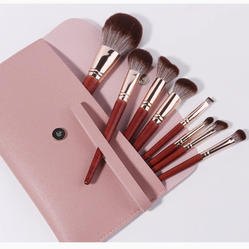 New Wood Grain 8 Makeup Brush Set Loose Powder Blush Brush Beginner Set Complete Set of Beauty Tools