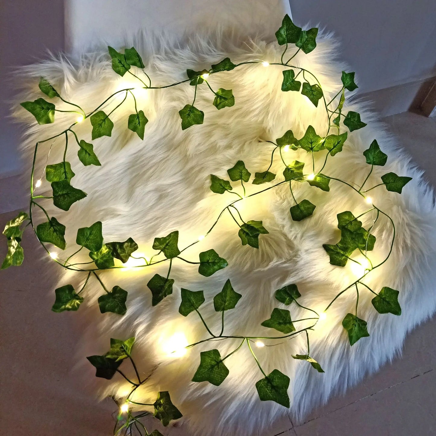 2Meter Fake Green Leaf Ivy Vine with LED Lights String for Home Bedroom Decor Wedding Glowing Artifical Plant Home Decoration