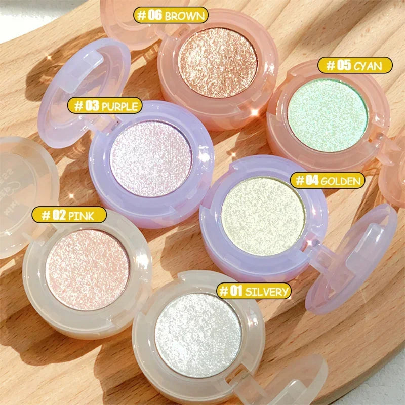 6 Color Monochrome Eyeshadow Waterproof Lasting Glitter Discoloration Highlighter Eyeshadows Palette Rose Gold Shiny Eyes Makeup