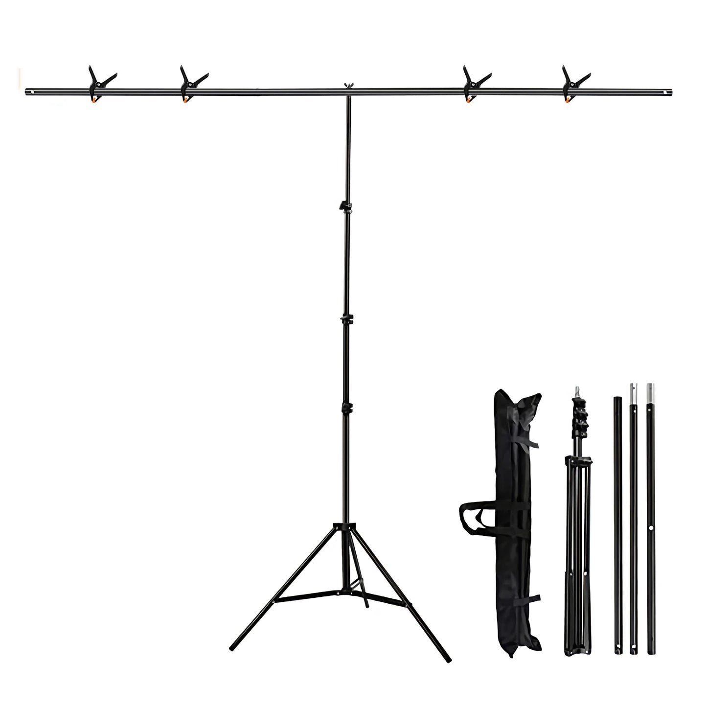 Mehofond T-shaped Tripod Stand Photography Background Adjustable 1.5x2m Support Photo Studio for Muslin Polyester Backdrop Props