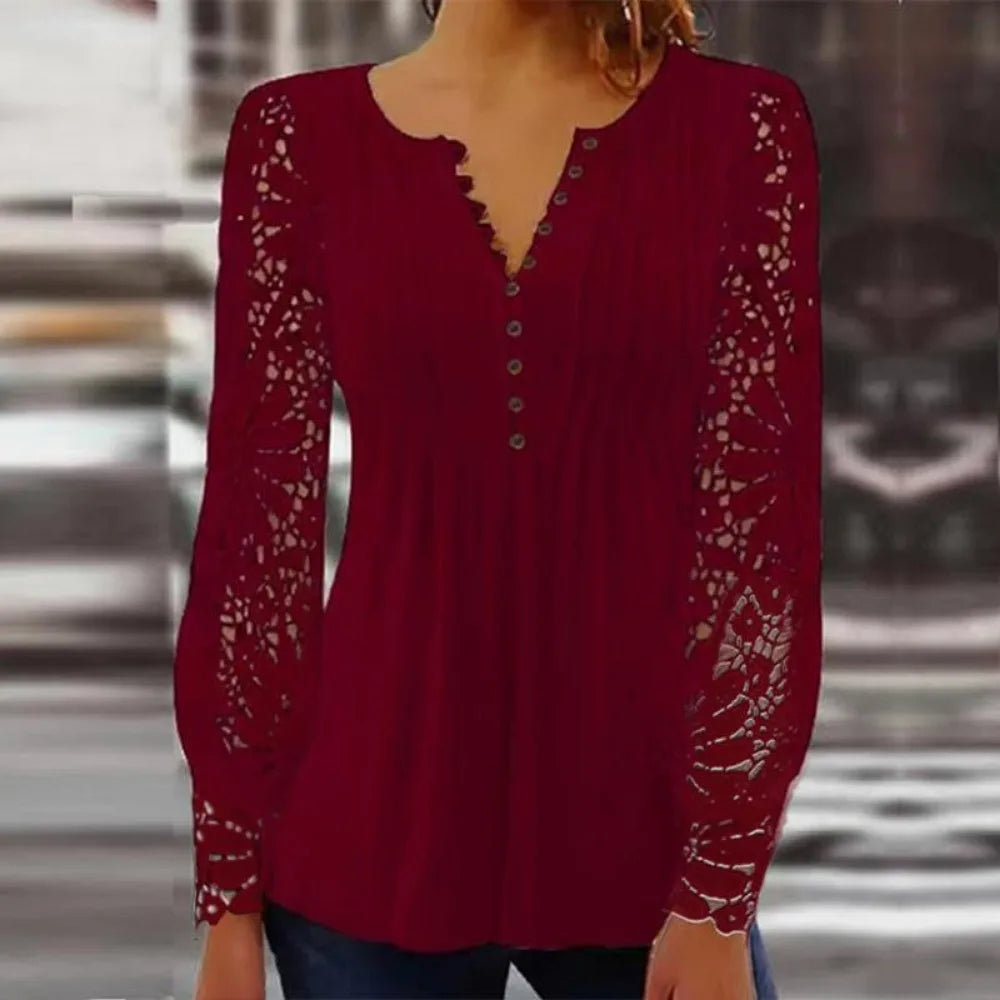 Shirts for Women Clothes Vintage Y2k Tops Spring Fashion T-shirts Casual Elegant Lace Autumn Women Clothing Spring Streetwear