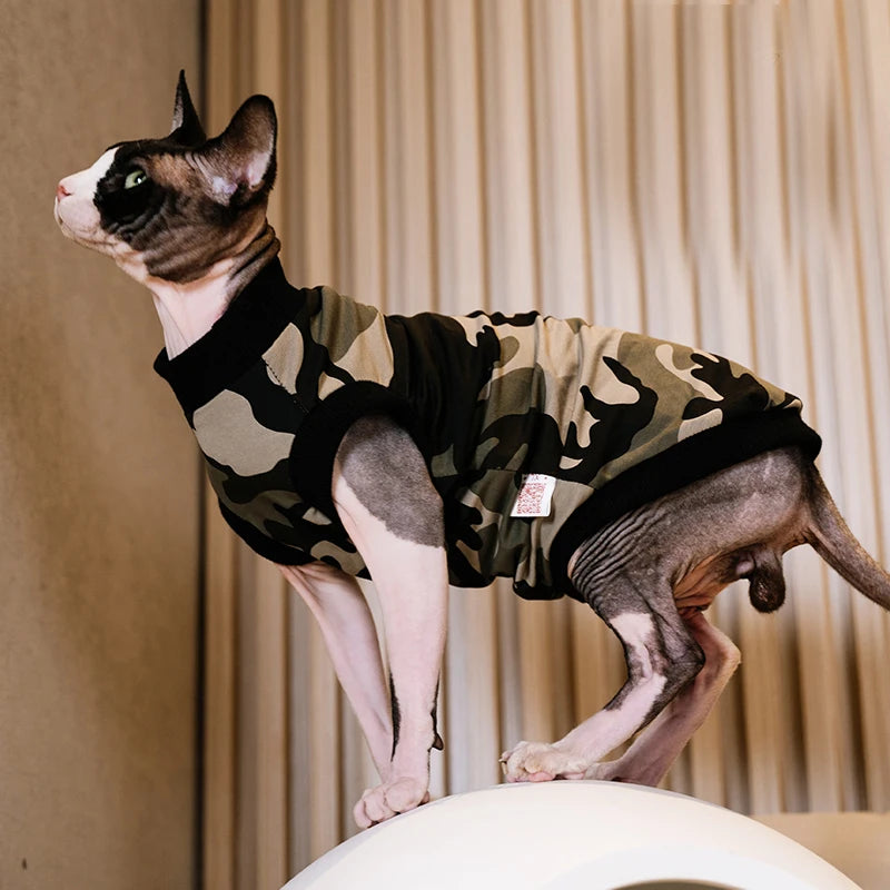 Camouflage Pattern Pet Dress Sphynx Hairless Cat Clothes for Cat Devon Rex Conis Cat Costume Kitten Outfits Sphynx Cat Dress