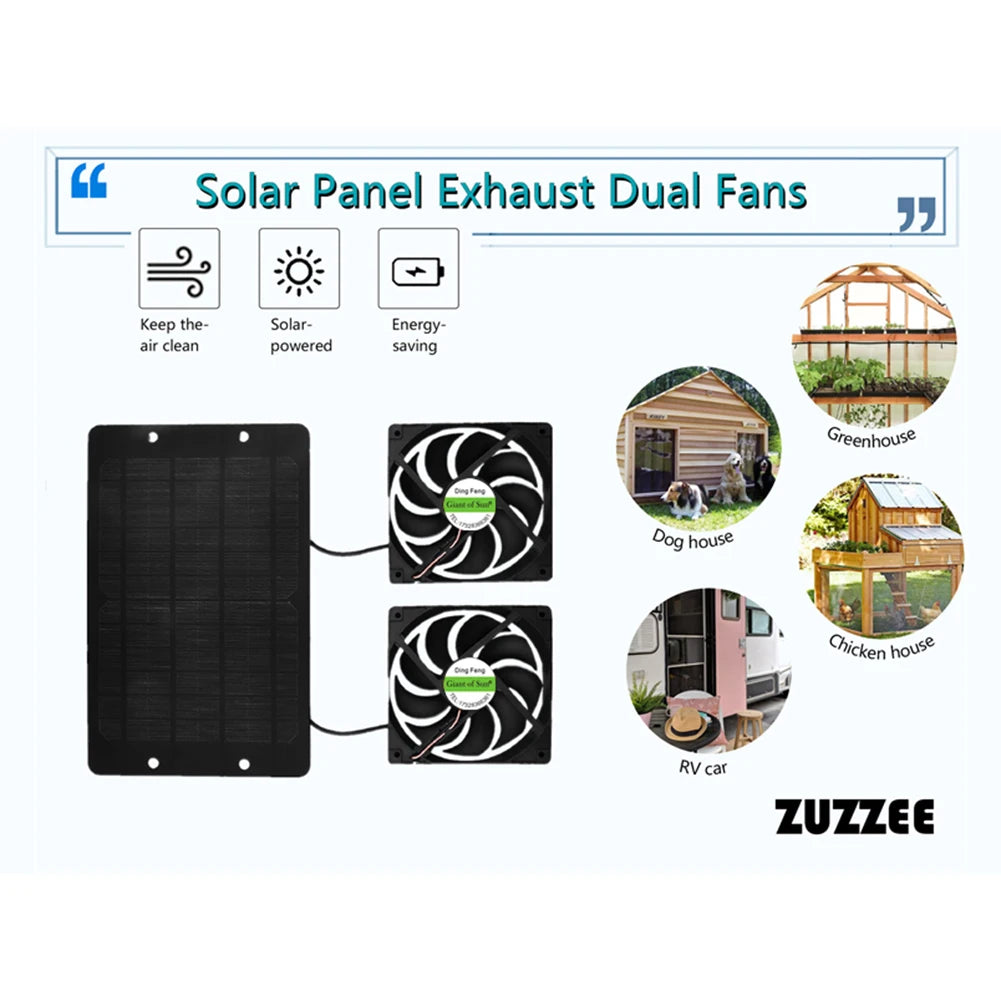 10W 12V Solar Powered Panel Kit Solar Panel Kit Solar Panel & High Speed Ventilation Vent Fan for Chicken Coop Shed Pet House