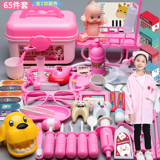 Kids Simulation Doctor Toy Set Tool Pretend Play Medical Box Trolley Box Girl Nurse Injection Playing House Stethoscope Children