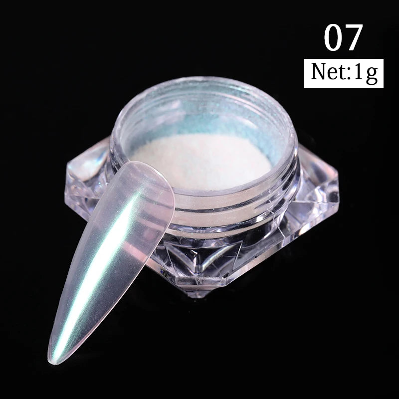 NICOLE DIARY Nail Powder Pigment Pearl White Rubbing on Nail Art Glitter Dust Chrome Aurora Manicure  Decoration DIY