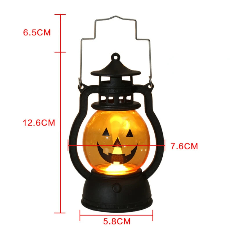 Halloween Pumpkin Lamp Ghost Lamp Horror Candle LED Lamp Retro Small Oil Lamp Horror Props  Halloween Decorations For Home