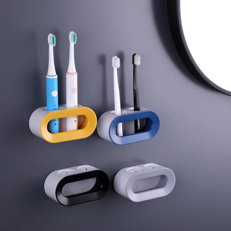 Double Hole Electric Toothbrush Holder Rack Punch-free Toothbrush Storage Hanger Bathroom Accessories Organizer