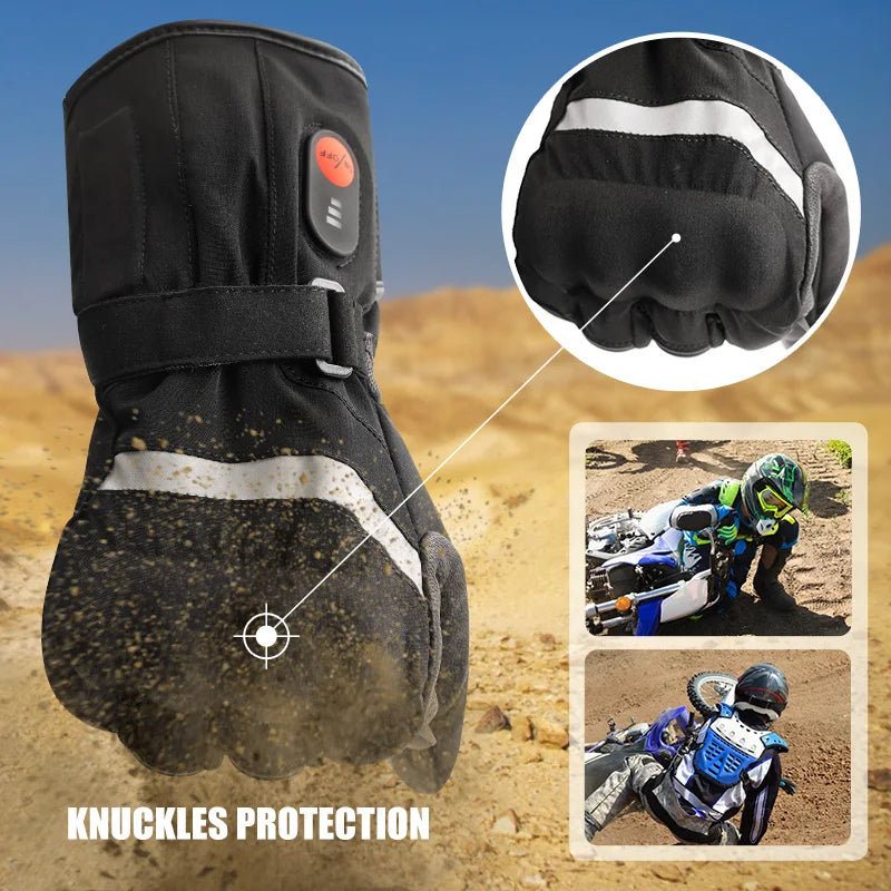 DAY WOLF Motorcycle Heated Gloves Winter Gloves Windproof Waterproof Cycling Equipment Touch Screen Heating Rechargeable