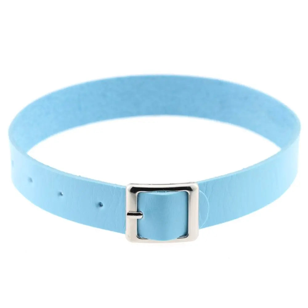 Fashion Gothic Punk Collar Necklace PU Leather Choker Necklace Buckle Collar
