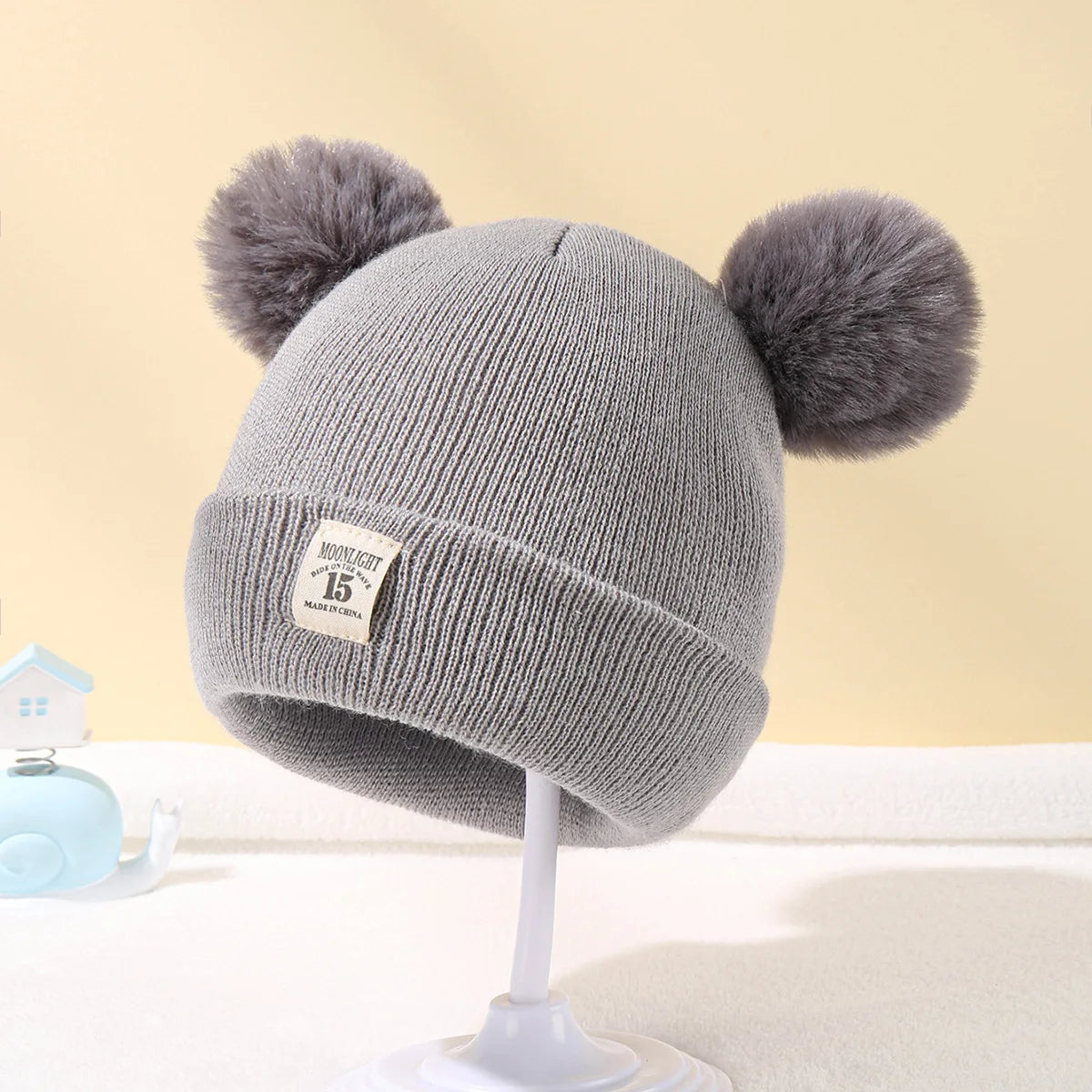 Solid Color Winter Children Warm Baby Knitted Hats With Pom Pom Kids Knit Beanie Hats 0-3Y Children's Hat For Boys Girls