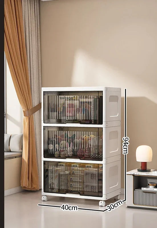 Flip Storage Cabinet Living Room Snack Storage Rack Bedroom Multi-Layer Storage Shelf Multi-Functional Storage Bins Shoe Boxes