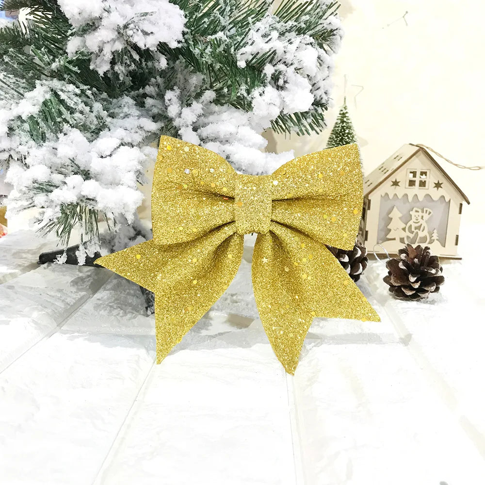 20cm Christmas Bow Christmas Tree Hanging Decoration Classroom Window Home Decor Christmas Jewelry Bow Garland Accessories