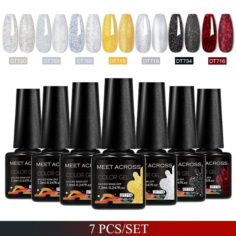 7pcs Gel Nail Polish Set For All Season 7.3ml Semi Permanent UV Gel Varnish Long Lasting Manicure Kit Soak Off Nail Supplies DIY