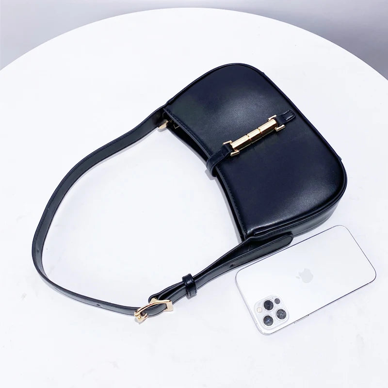 Square Black Underarm Bags For Women Luxury Designer Handbags And Purses 2024 New In Classic Simple Commuting Ladies Shoulder