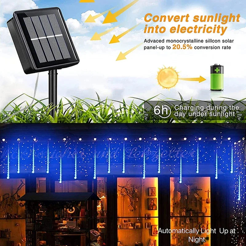 Solar Led Light Outdoor Meteor Shower Rain Lights Waterproof Garden Decor Outdoor Street Garland New Year Christmas Decoration