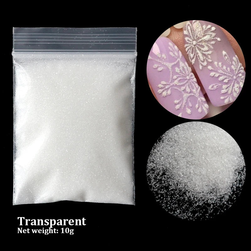 10g/bag Shining Sugar Nail Glitter Colorful Powder Candy Coat Effect White Black Pigment Dust Nails Art Decorations DIY Supplies