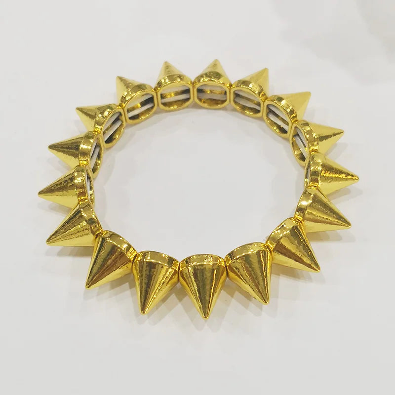 Spikes Elastic Bracelet Stretch Rivets Punk Style Bangle Bracelet Hip Hop Party Fashion Jewelry For Ladies Metal Alloy