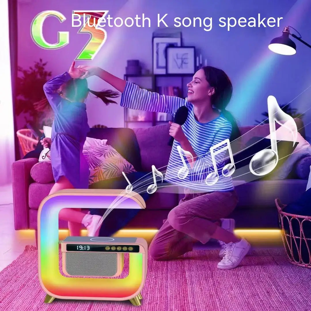 Multifunctional Bluetooth Speaker Alarm Clock Wireless Mobile Phone 15W Colorful Wireless Charging Subwoofer RGB Light Home