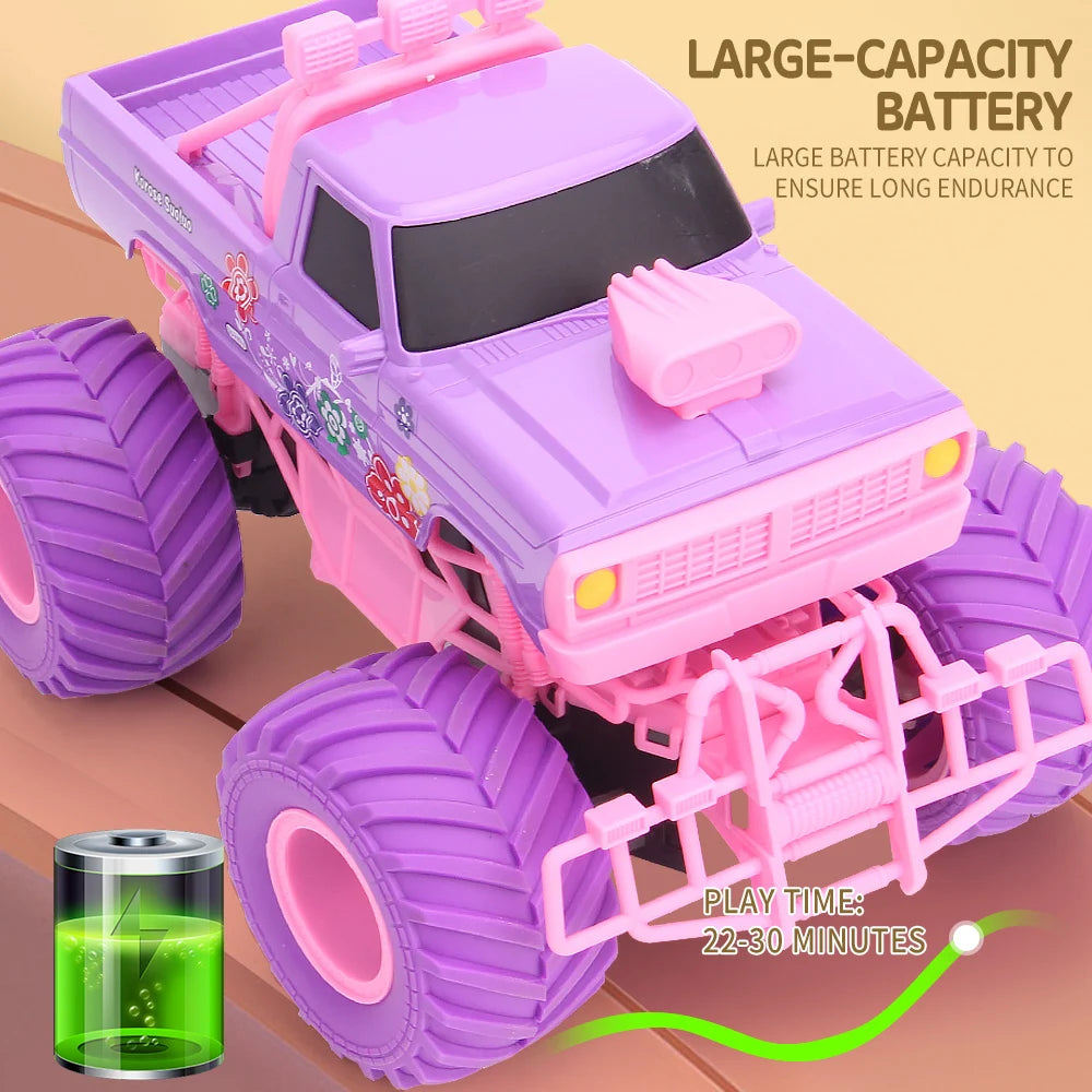 JJRC Pink 2.4G Remote Controlled Electric Car Big Wheel Fast Purple Truck Remote Control Girls Toys For Kids