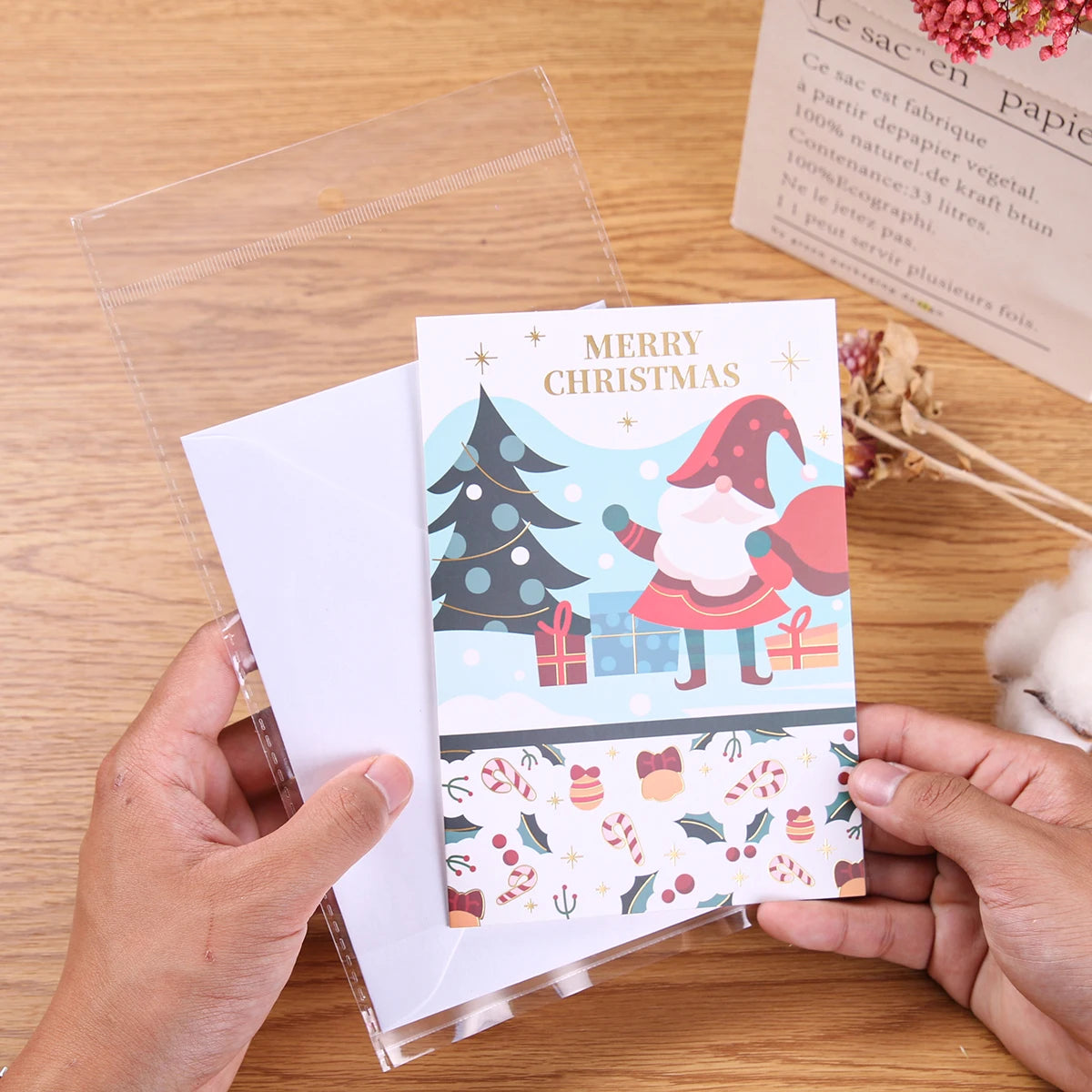 6 Pcs Christmas Greeting Cards with Envelopes Different Designs Gilding Printing