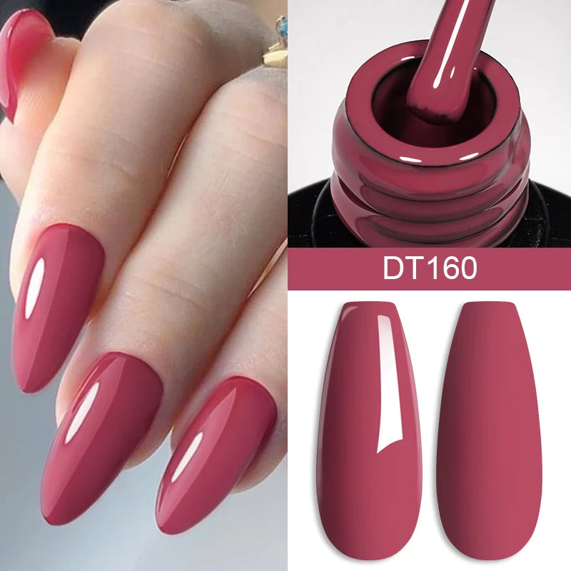 MEET ACROSS 7ml Dark Red Gel Nail Polish Nail Art Gel Burgundy Aunt Red Winter Semi-Permanent Long-Lasting Varnish Manicure