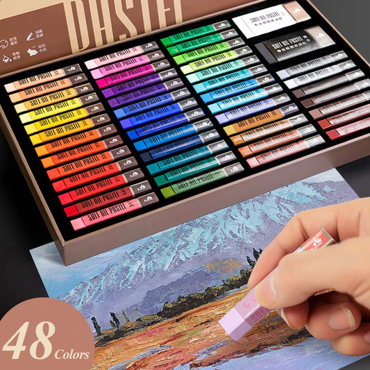 48 Colors Soft Oil Pastel Set Mini Professional Artist Crayon Macaron Morandi Graffiti Painting Square Art Drawing Art Supplies